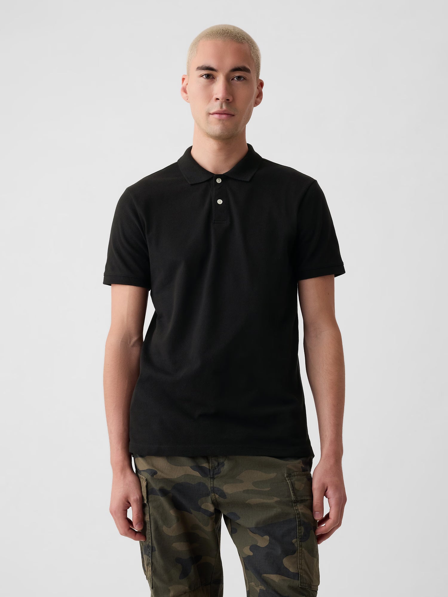 Black classic cotton polo