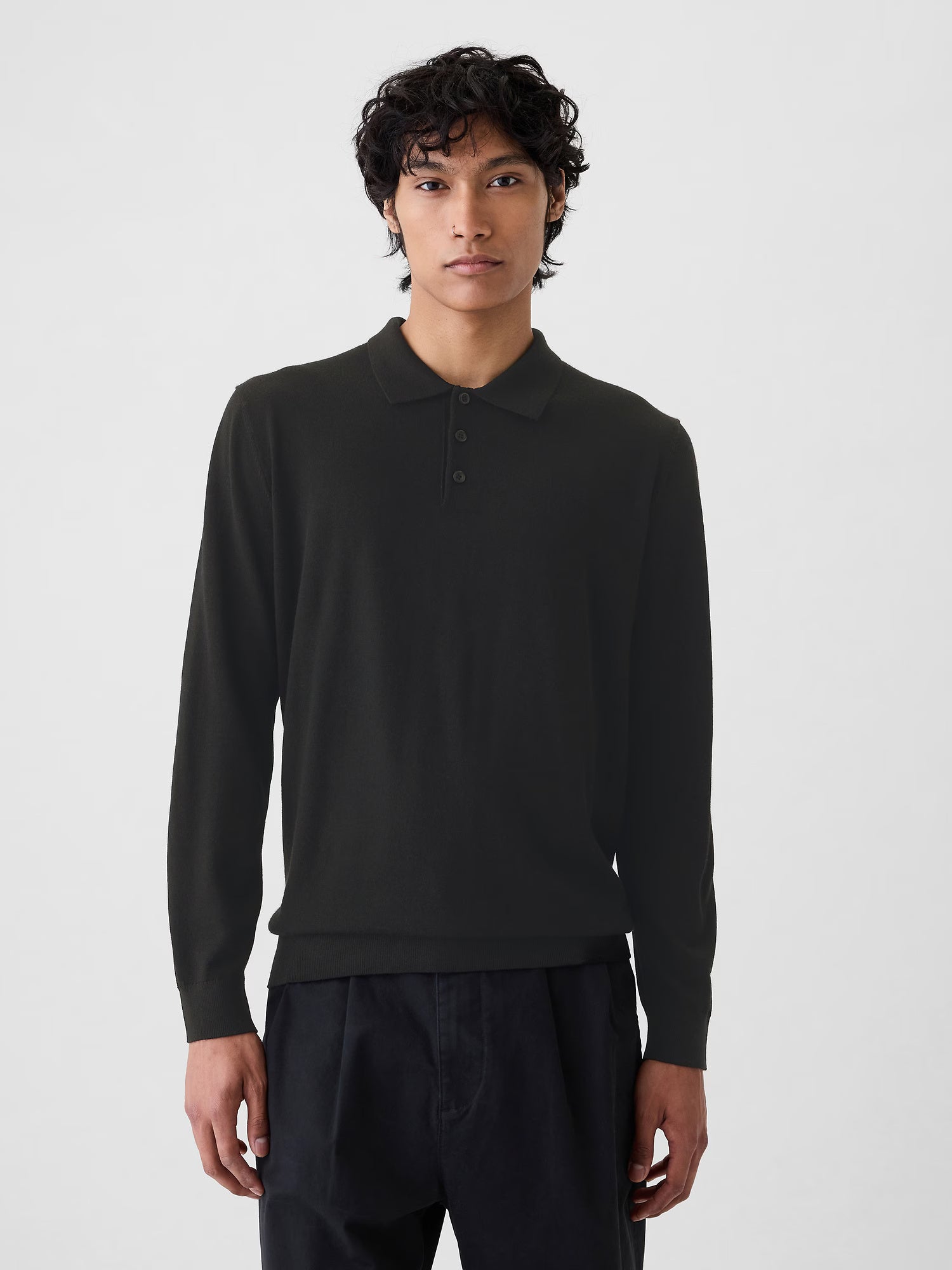 Black leather classic cotton polo