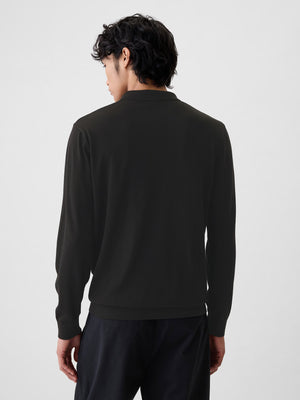 Black leather classic cotton polo