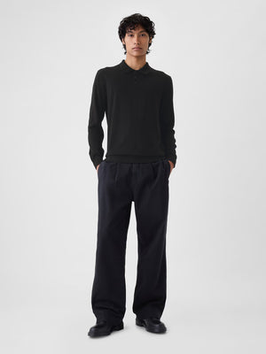 Black leather classic cotton polo