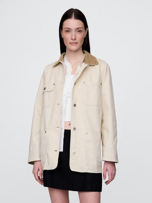 Corduroy-collar barn jacket