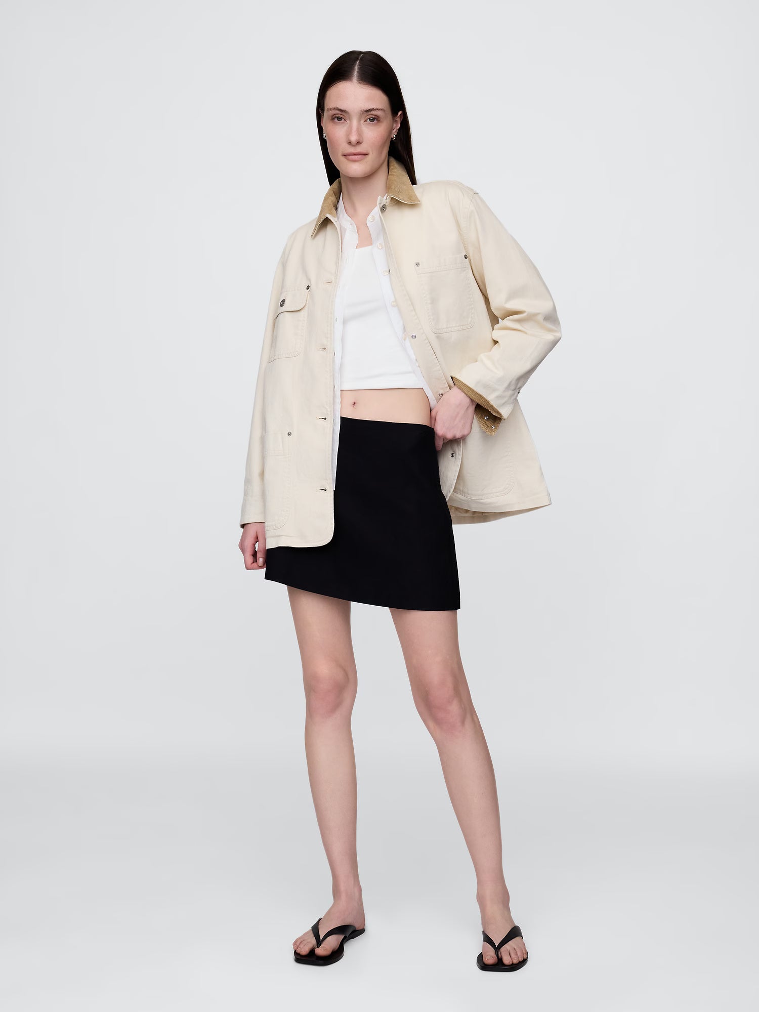 Corduroy-collar barn jacket