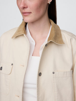 Corduroy-collar barn jacket