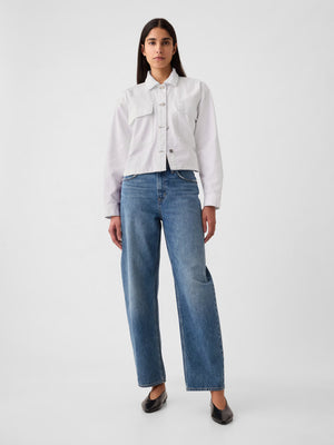 Cropped denim shirt jacket