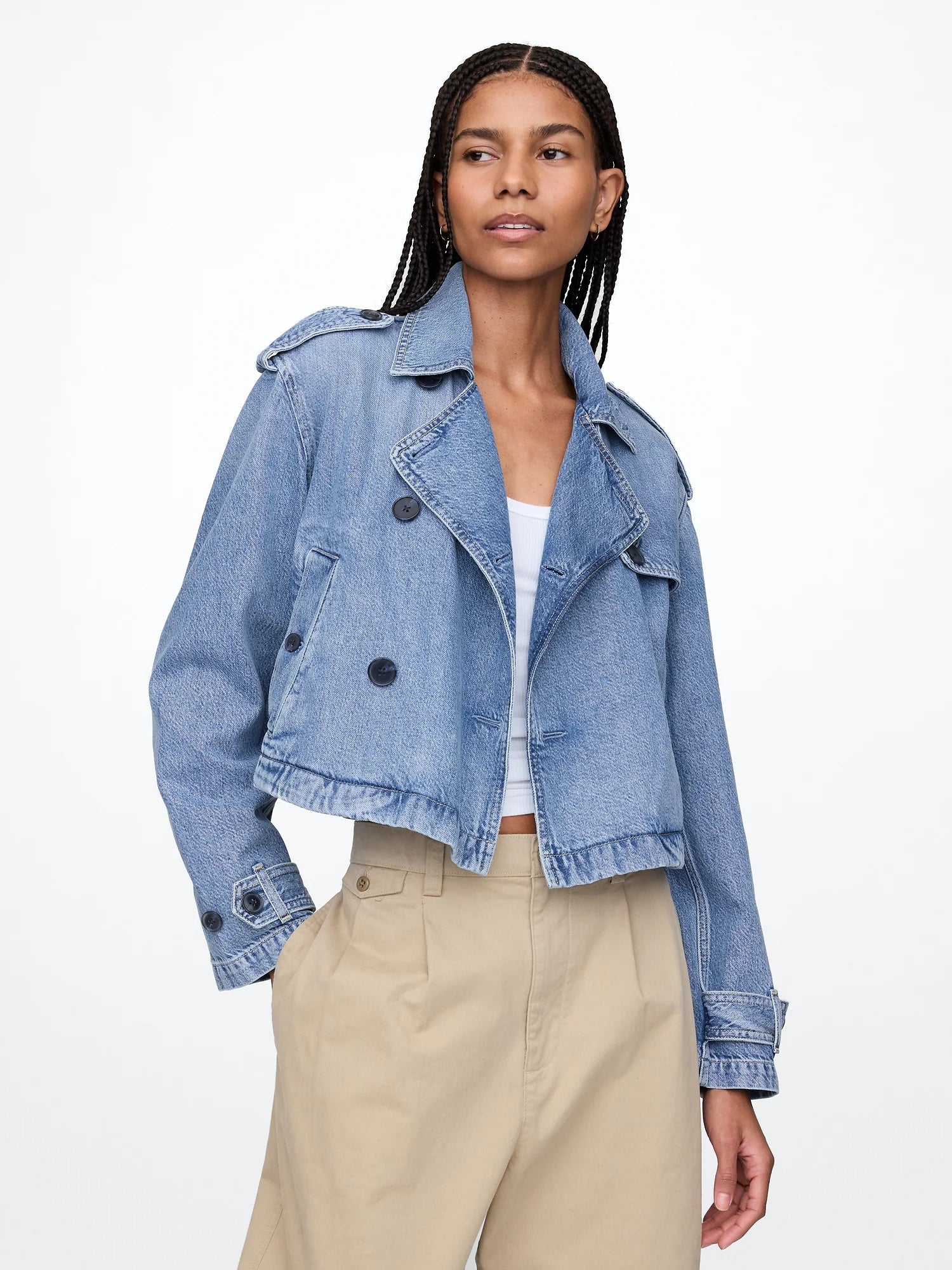 Cropped ultra soft denim jacket