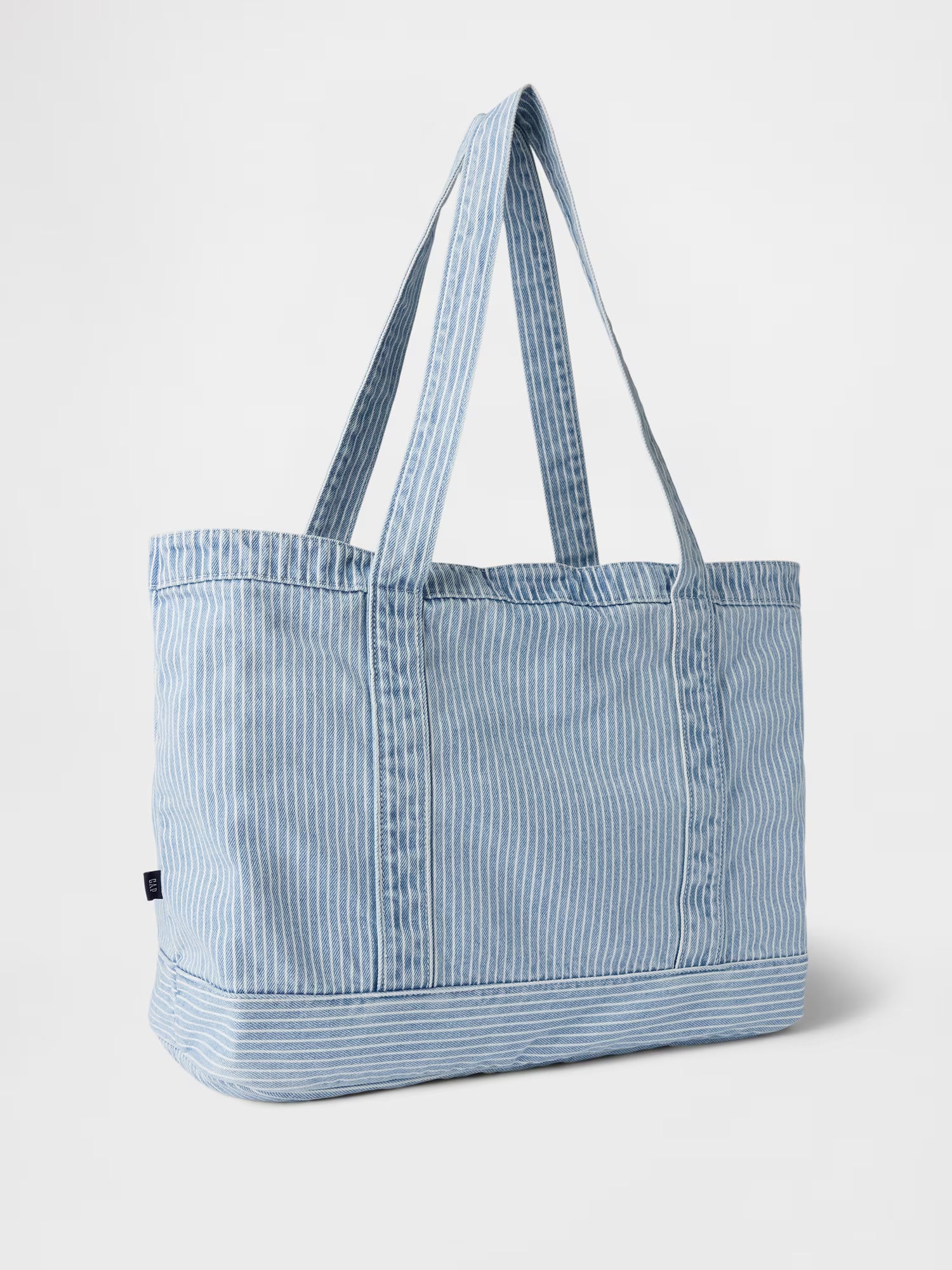 Denim stripe tote bag