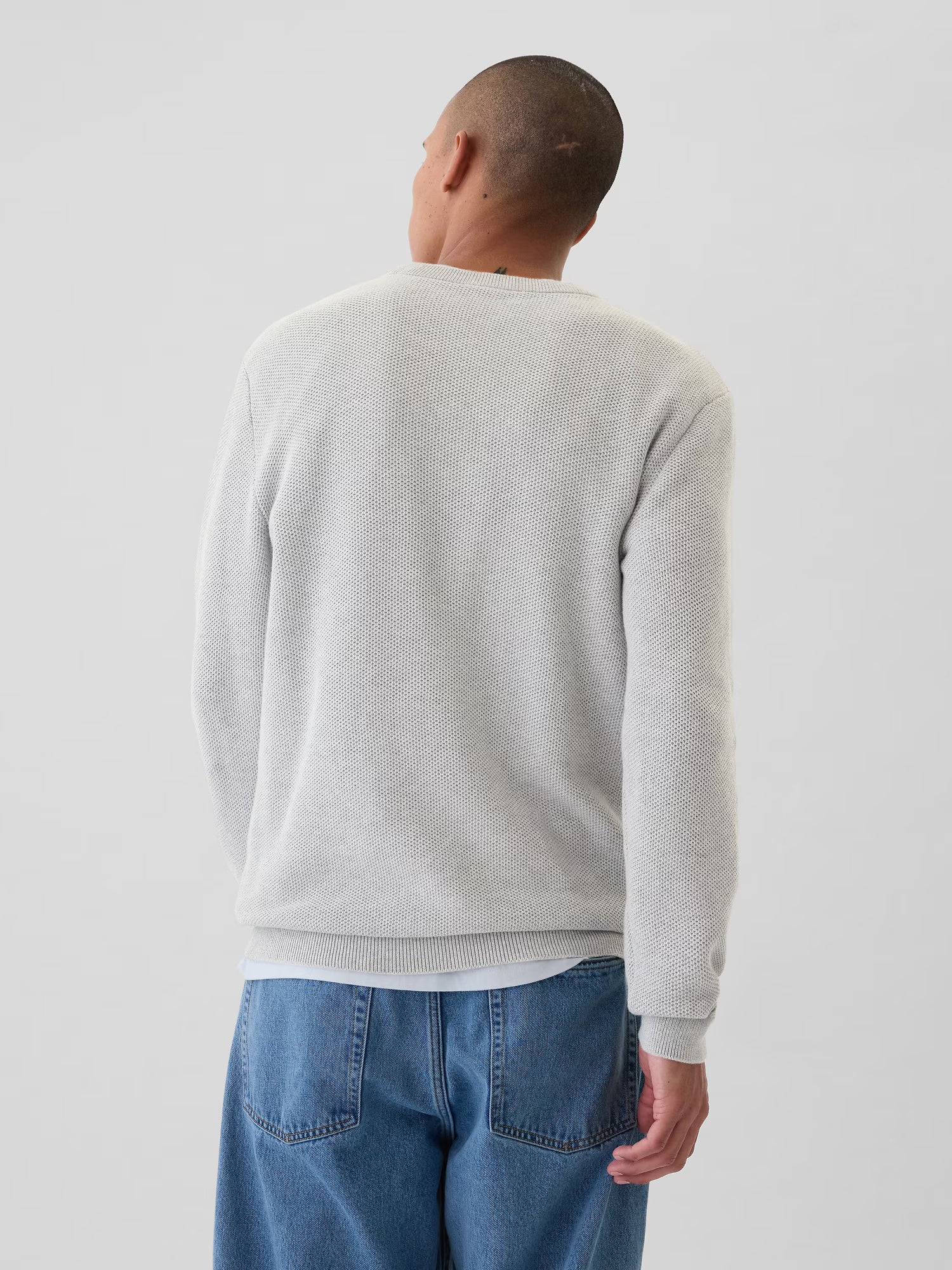 Gray denim merino wool pullover