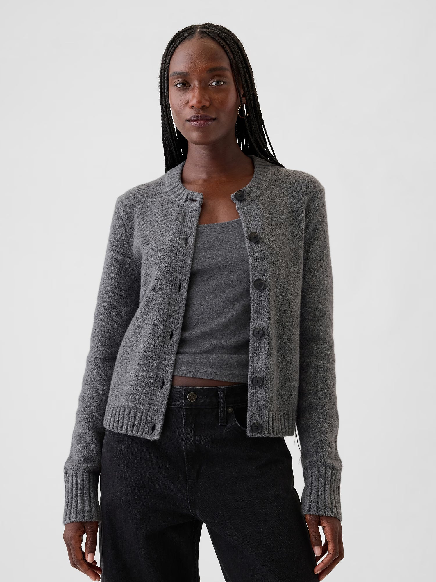 Gray denim sweater vest