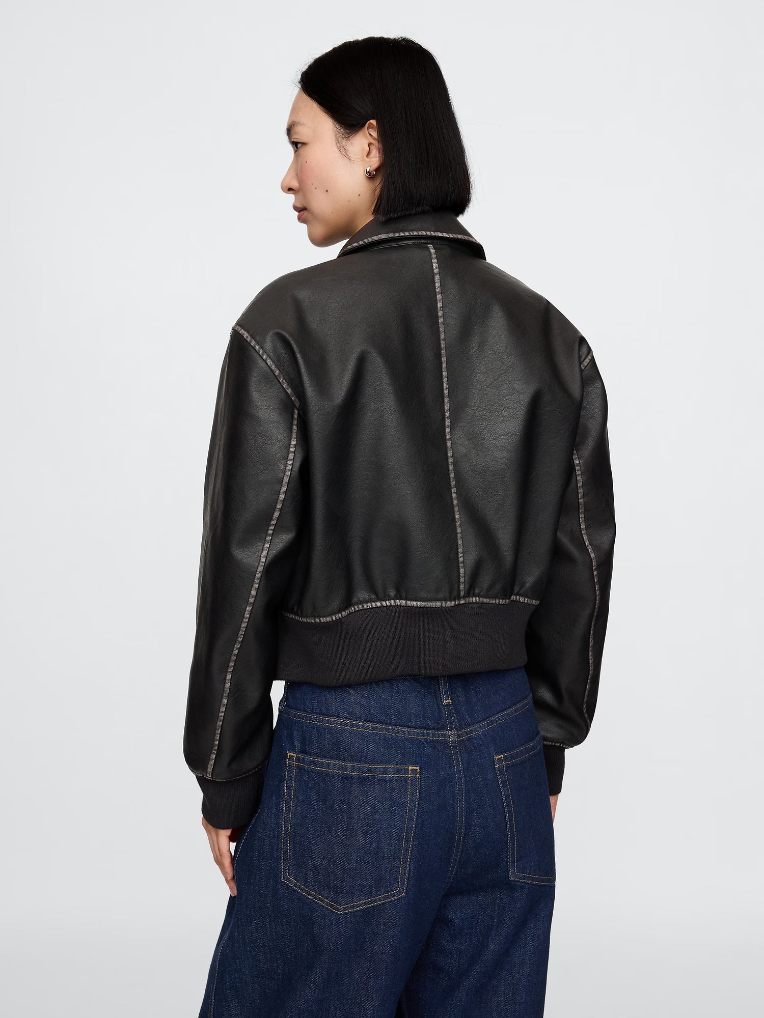Leather bomber jacket