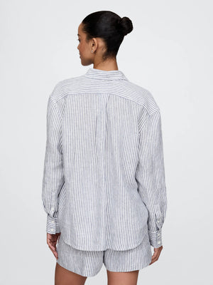 Leather oversized linen shirt