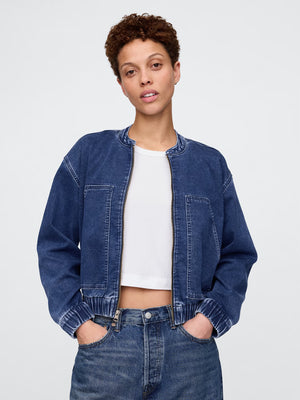 Navy suede moto jacket