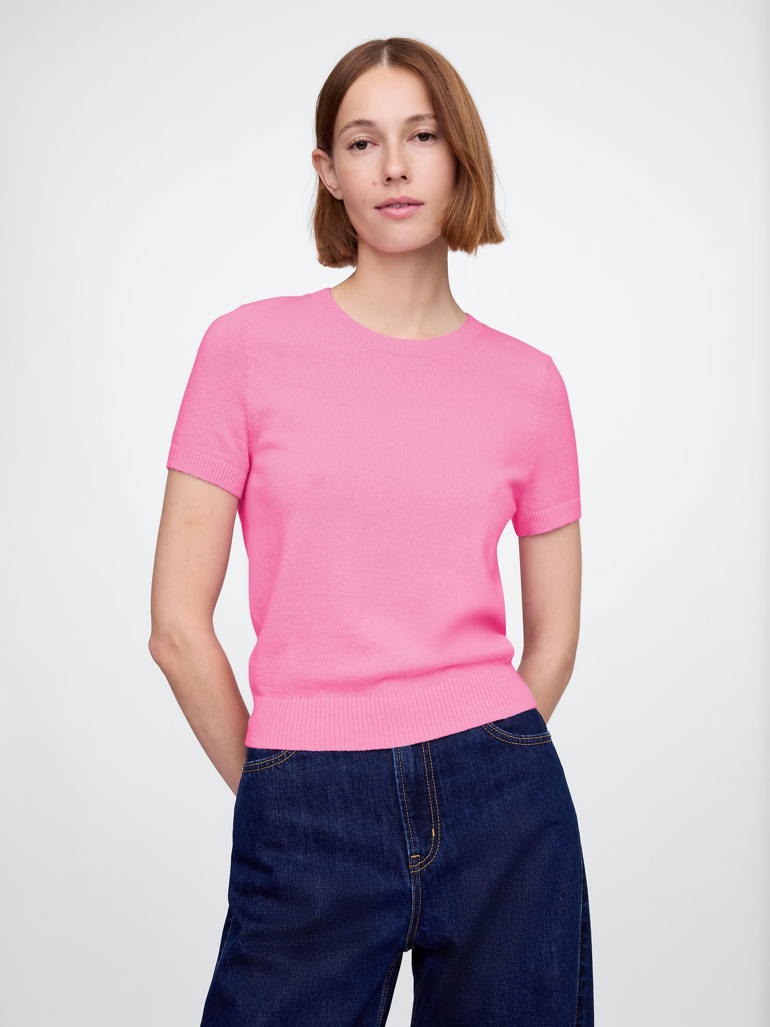 Pink mock neck sweater
