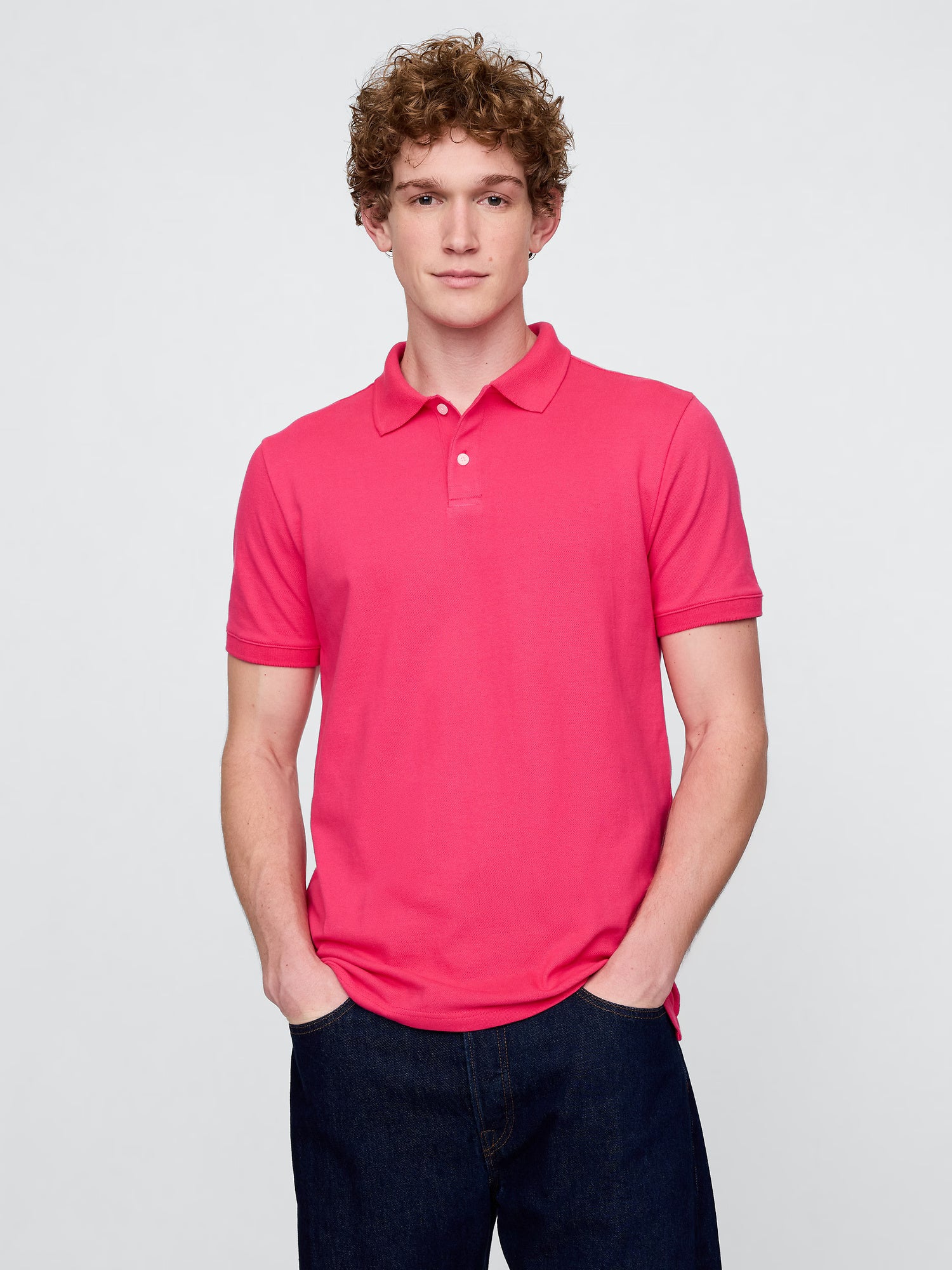 Pink short sleeve polo shirt