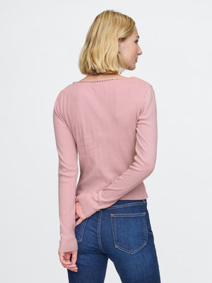 Cropped pointelle cardigan