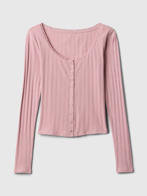 Cropped pointelle cardigan