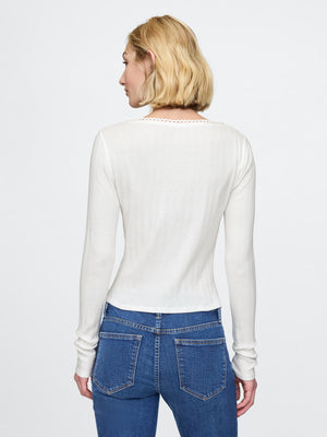 Cropped pointelle cardigan