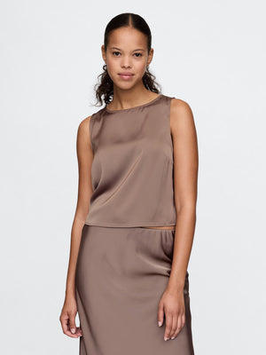 Short silk tank top