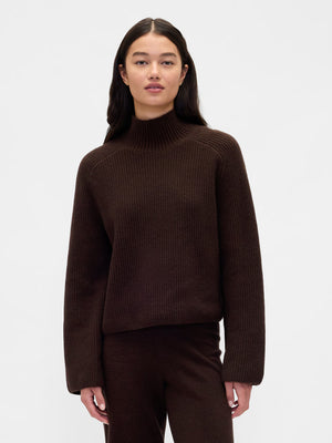 Softblend ribbed turtleneck sweater - Terra brown