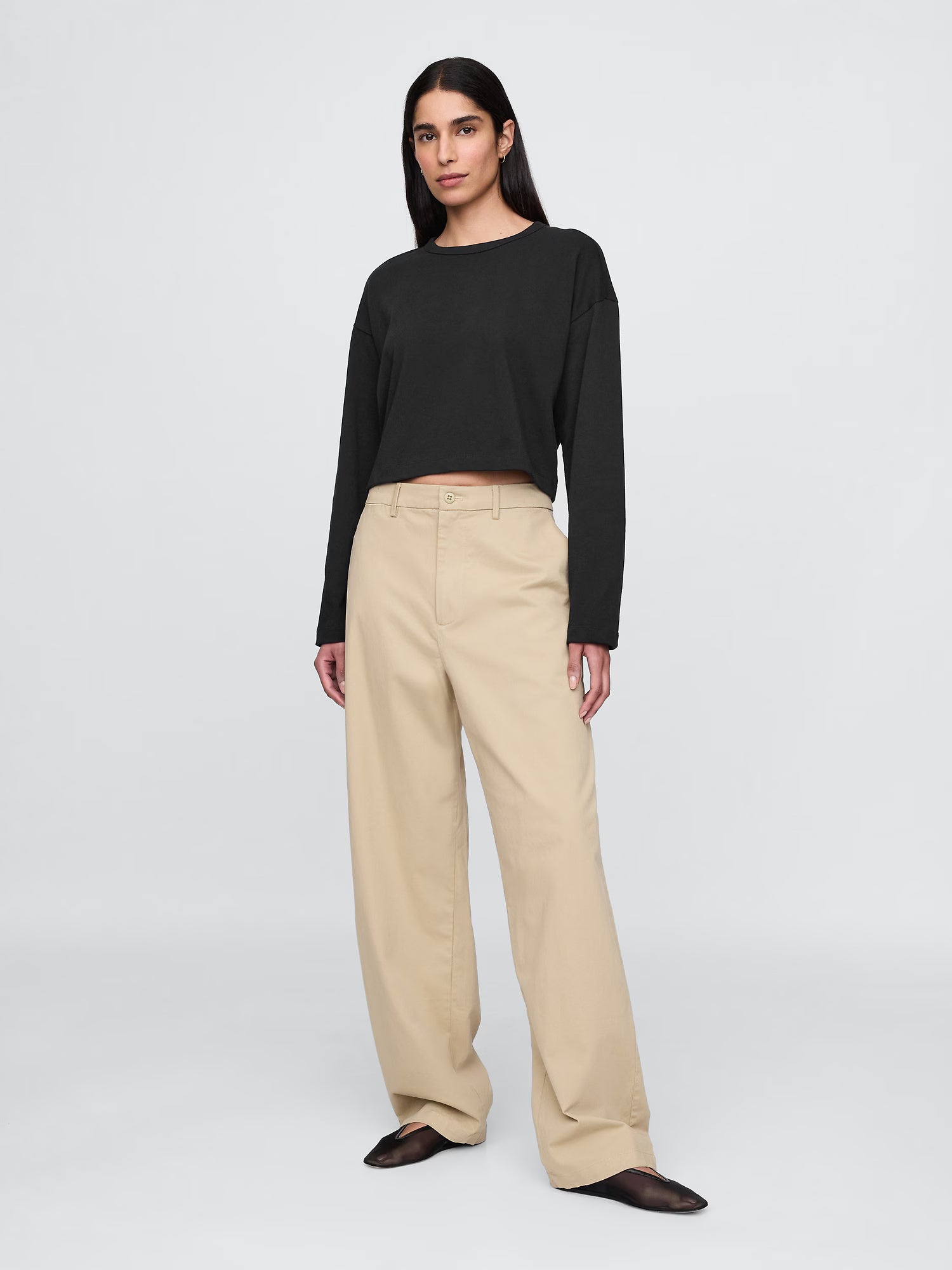 Cropped long sleeve tee