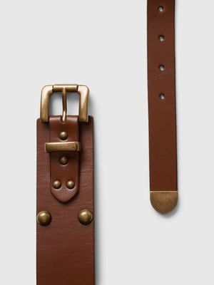Leather studded wide belt