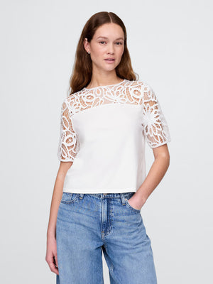 Vintage white floral lace top