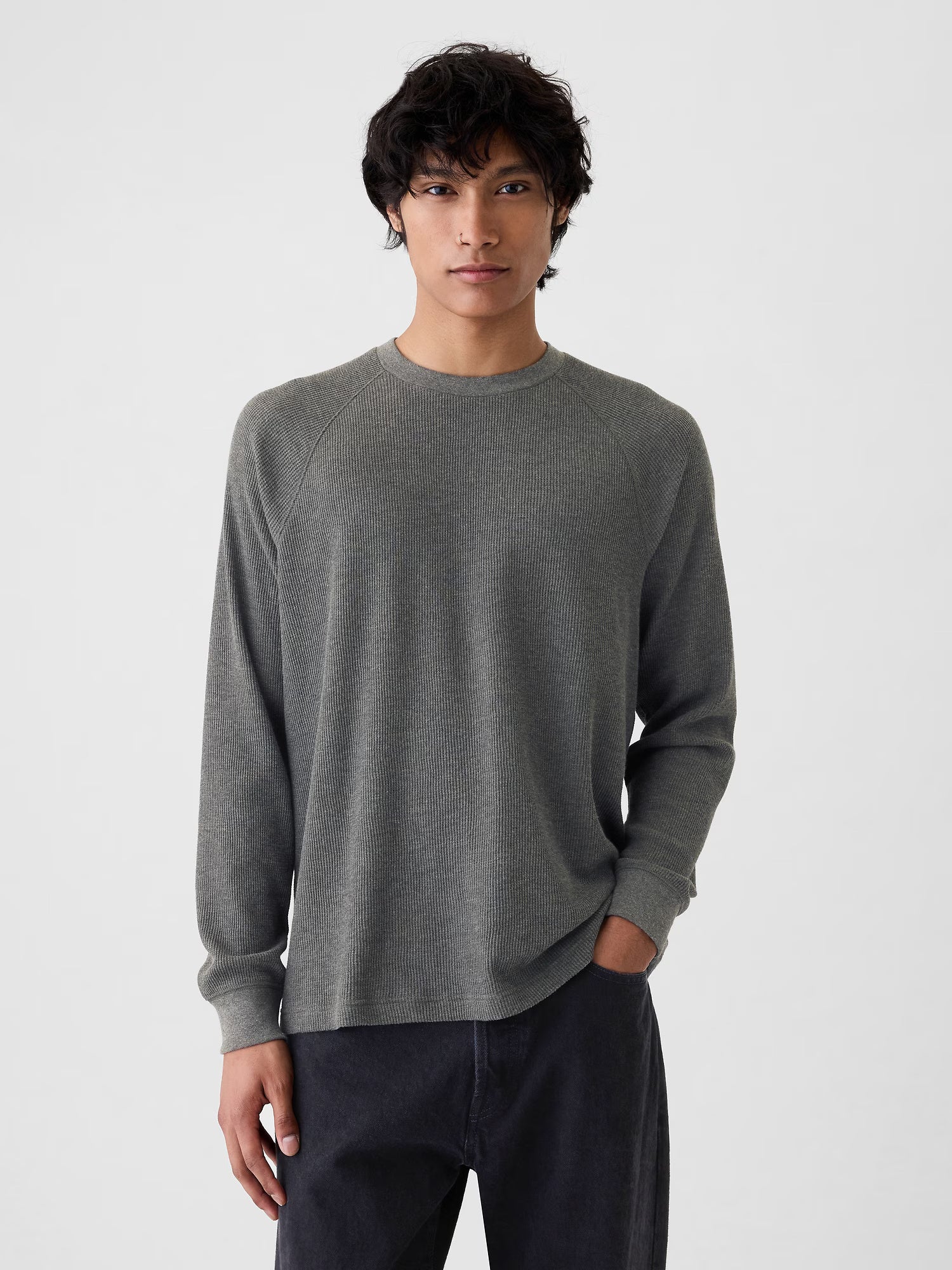 Waffle-knit raglan t-shirt