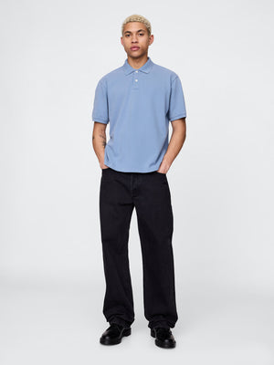 Casual blue short sleeve polo shirt