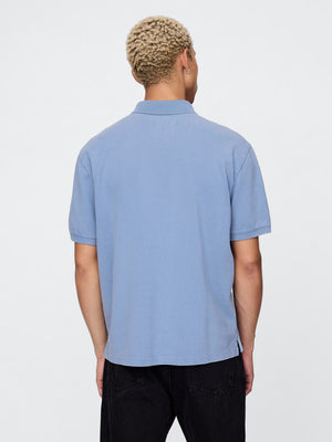 Casual blue short sleeve polo shirt