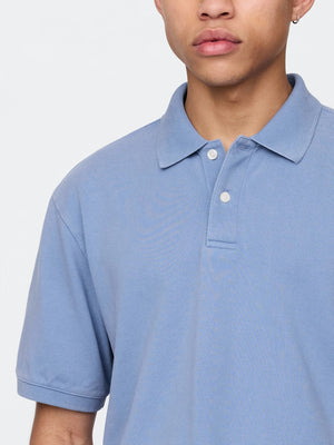 Casual blue short sleeve polo shirt