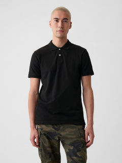 Black classic cotton polo
