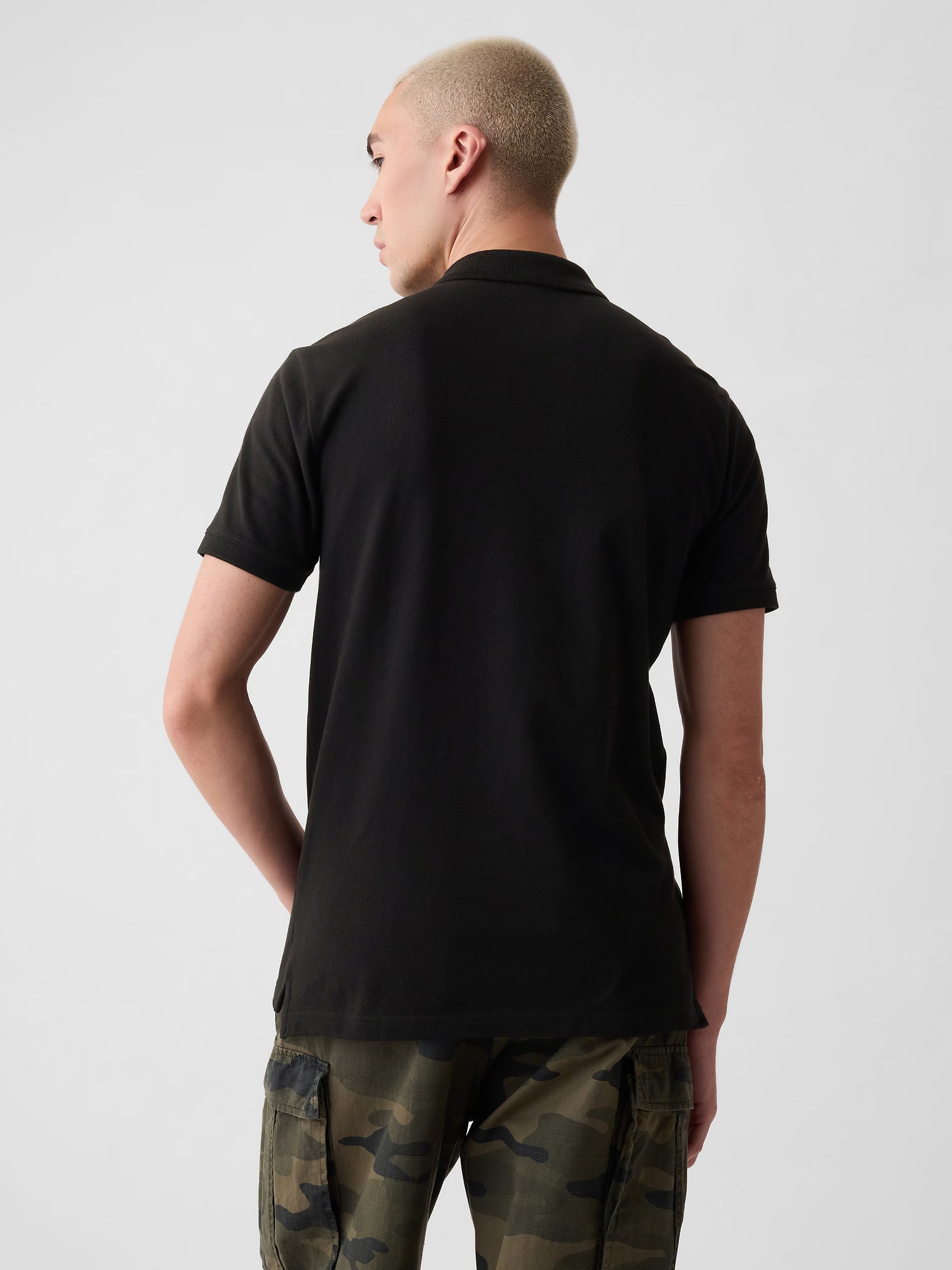 Black classic cotton polo