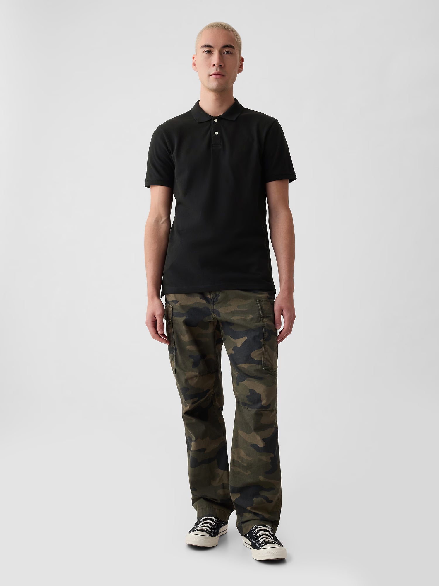 Black classic cotton polo