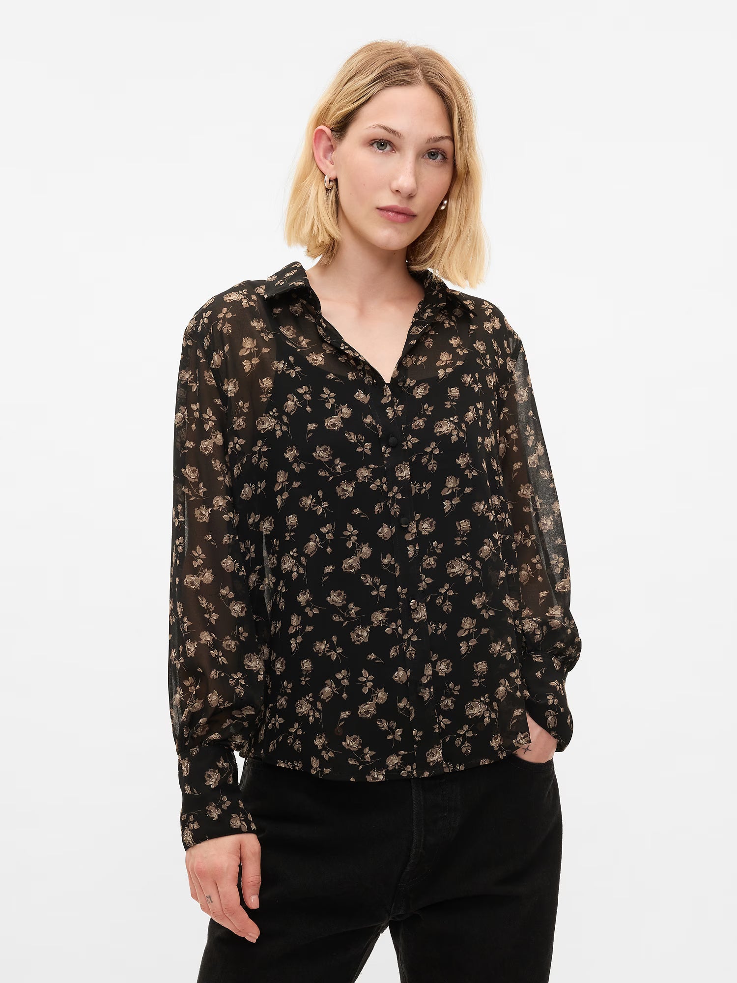 Chiffon Long-Sleeve Top
