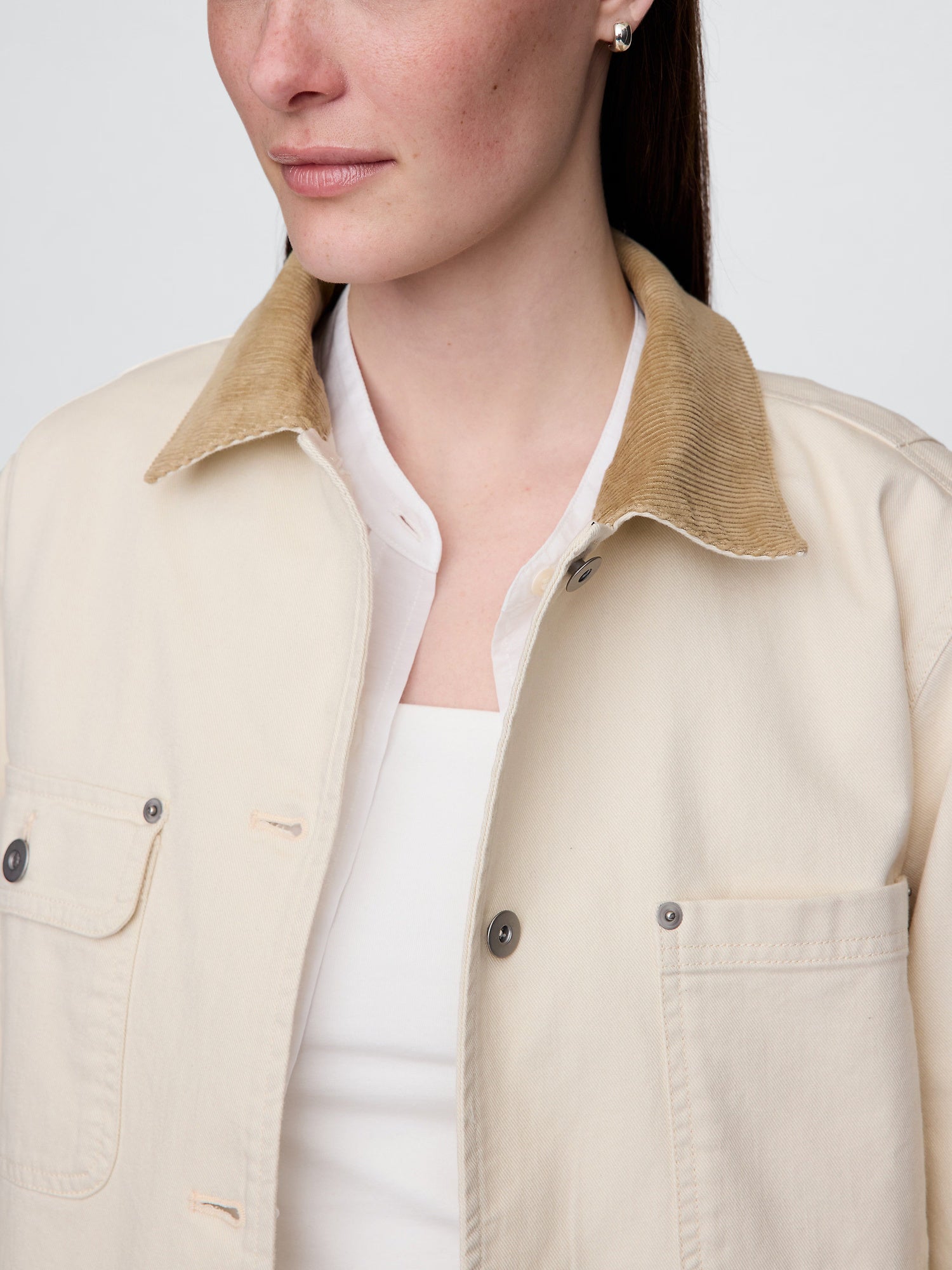 Corduroy-collar barn jacket