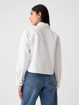 Cropped denim shirt jacket