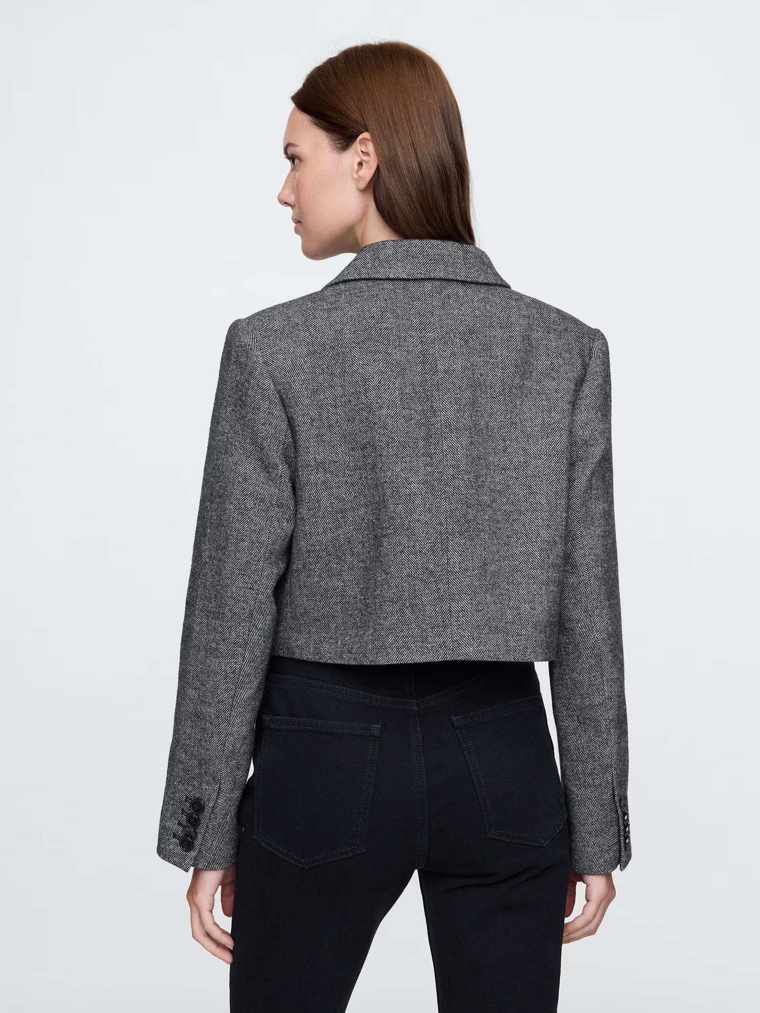 Cropped herringbone jacket