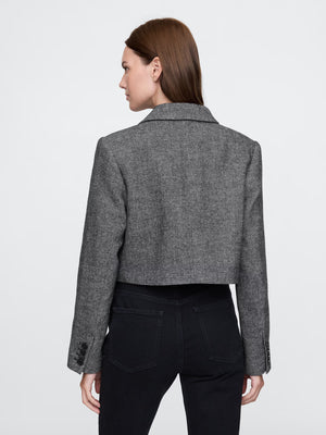 Cropped herringbone jacket