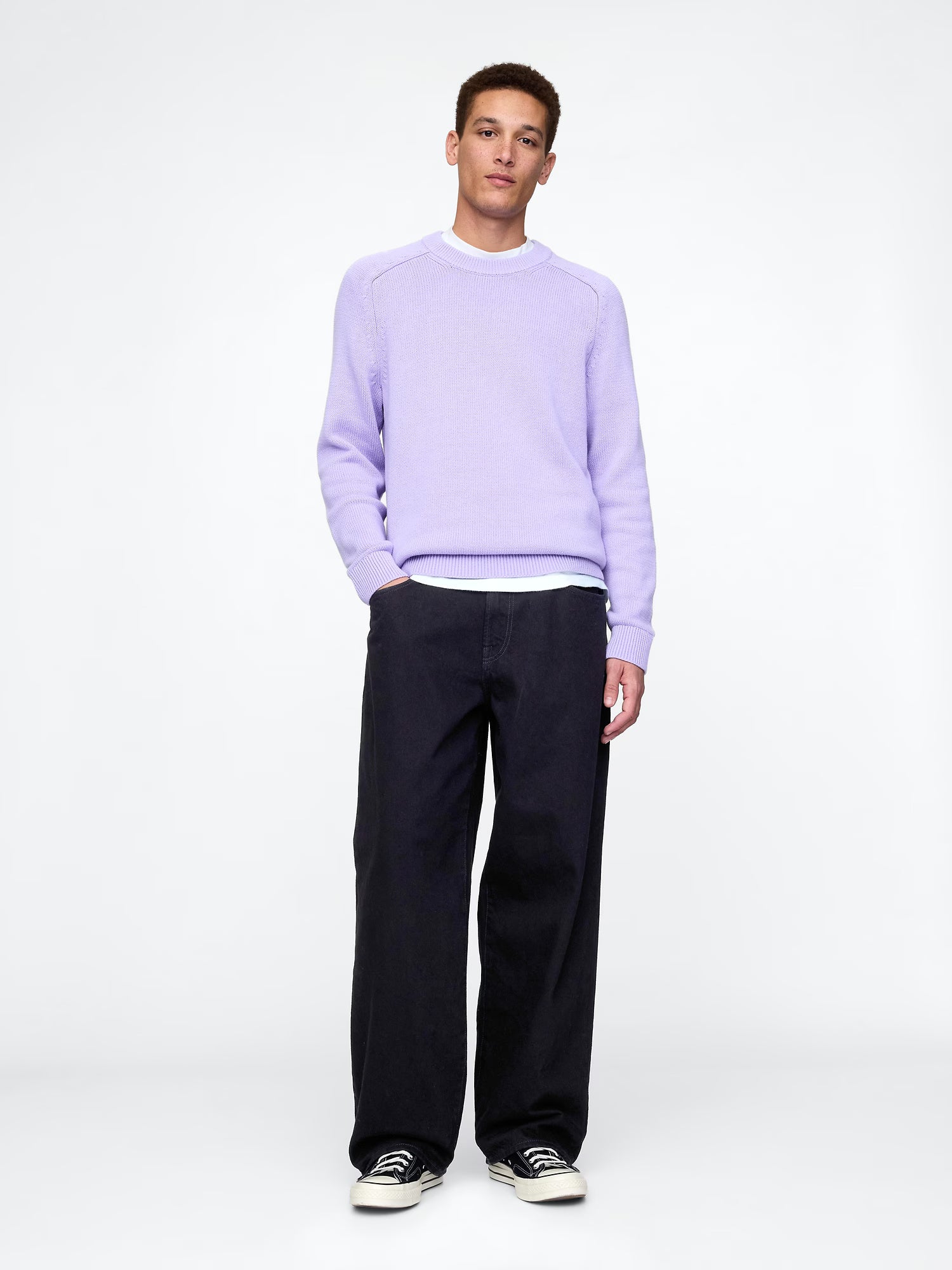 Denim merino wool pullover
