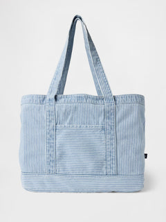 Denim stripe tote bag