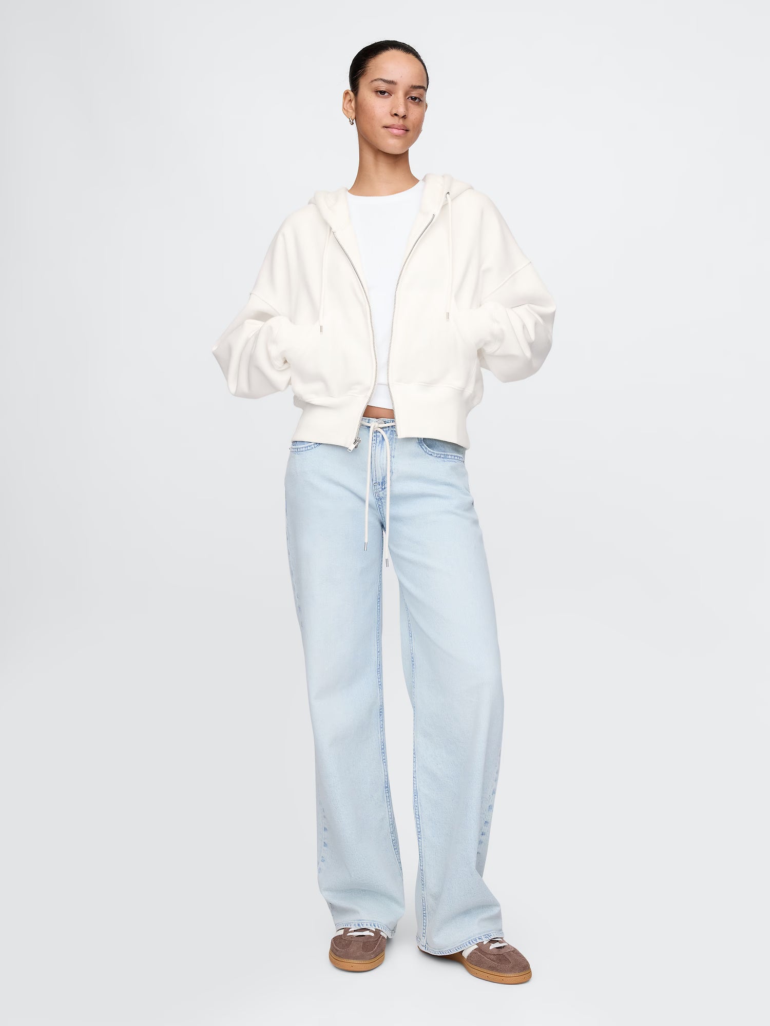 Full-zip wedge hoodie