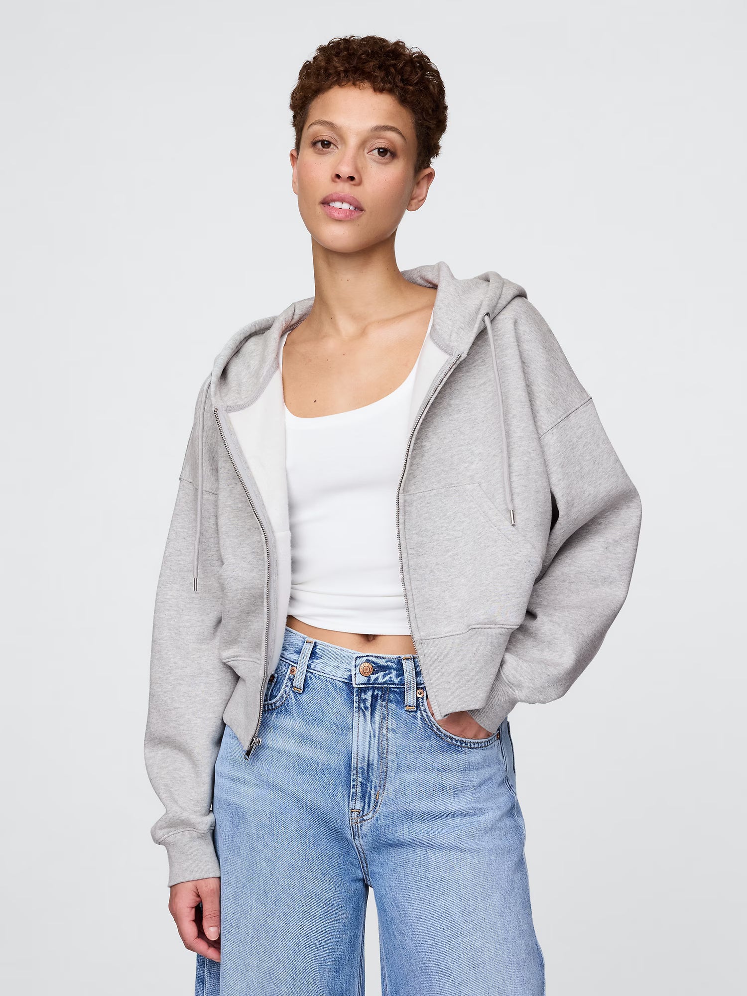 Full-zip wedge hoodie