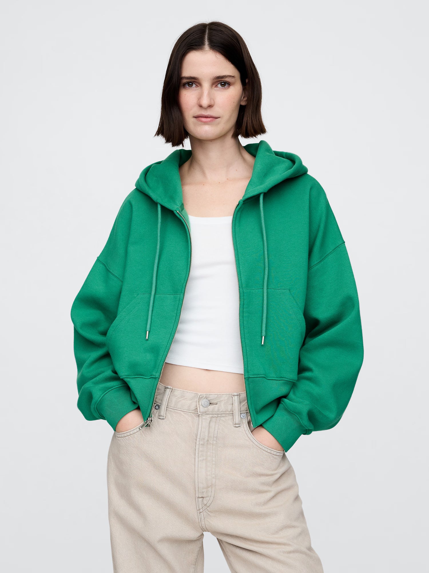 Full-zip wedge hoodie