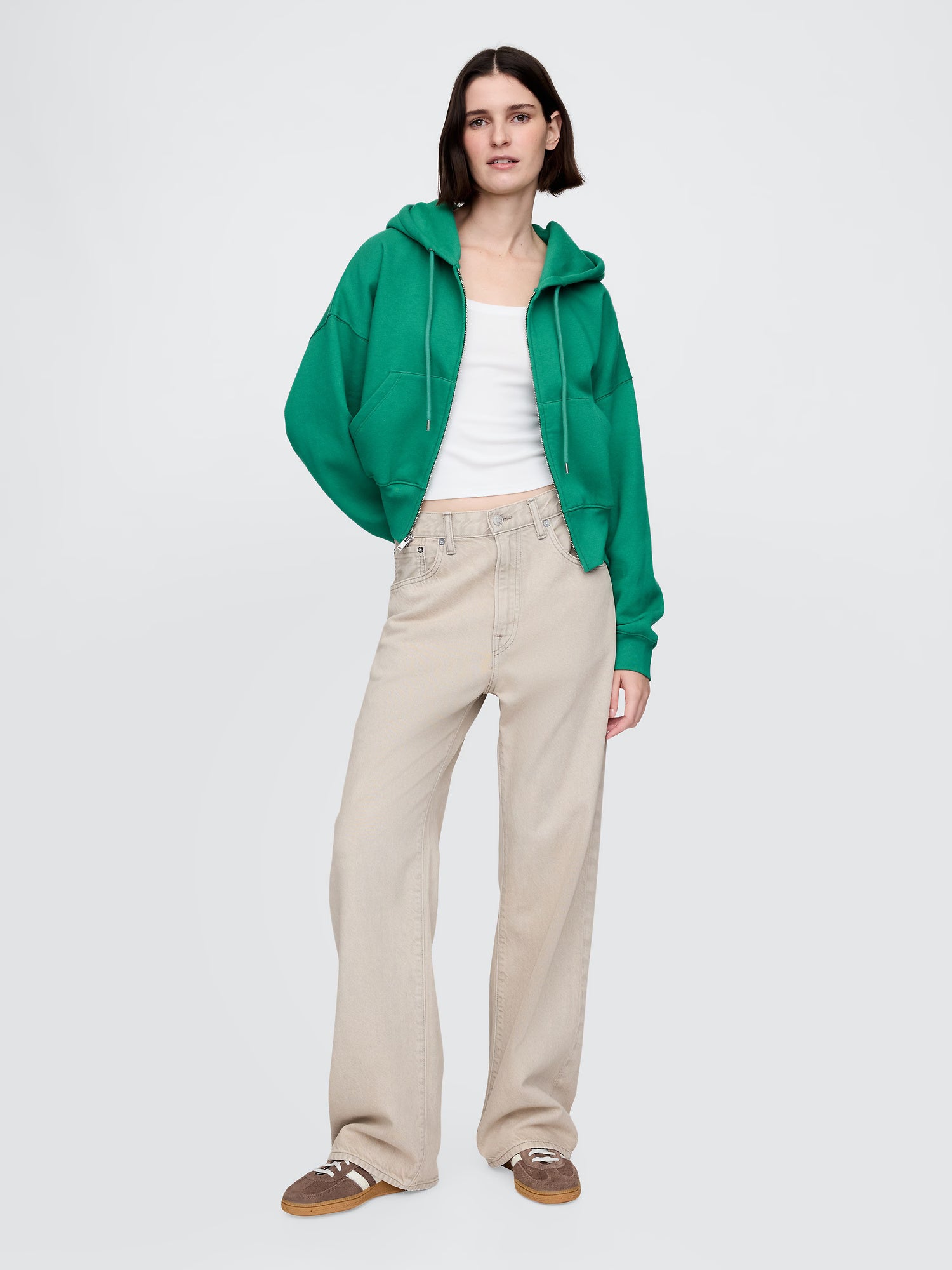 Full-zip wedge hoodie