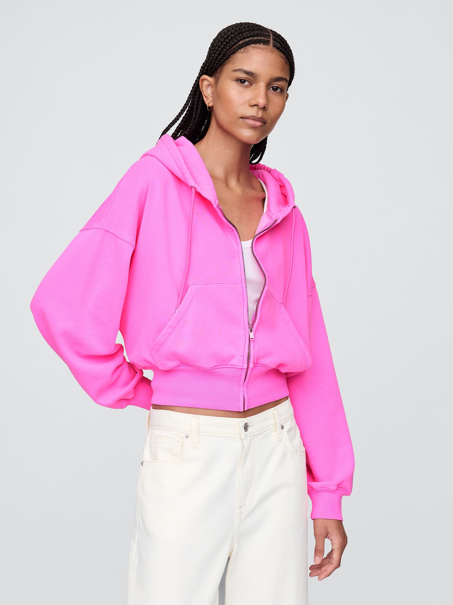 Full-zip wedge hoodie