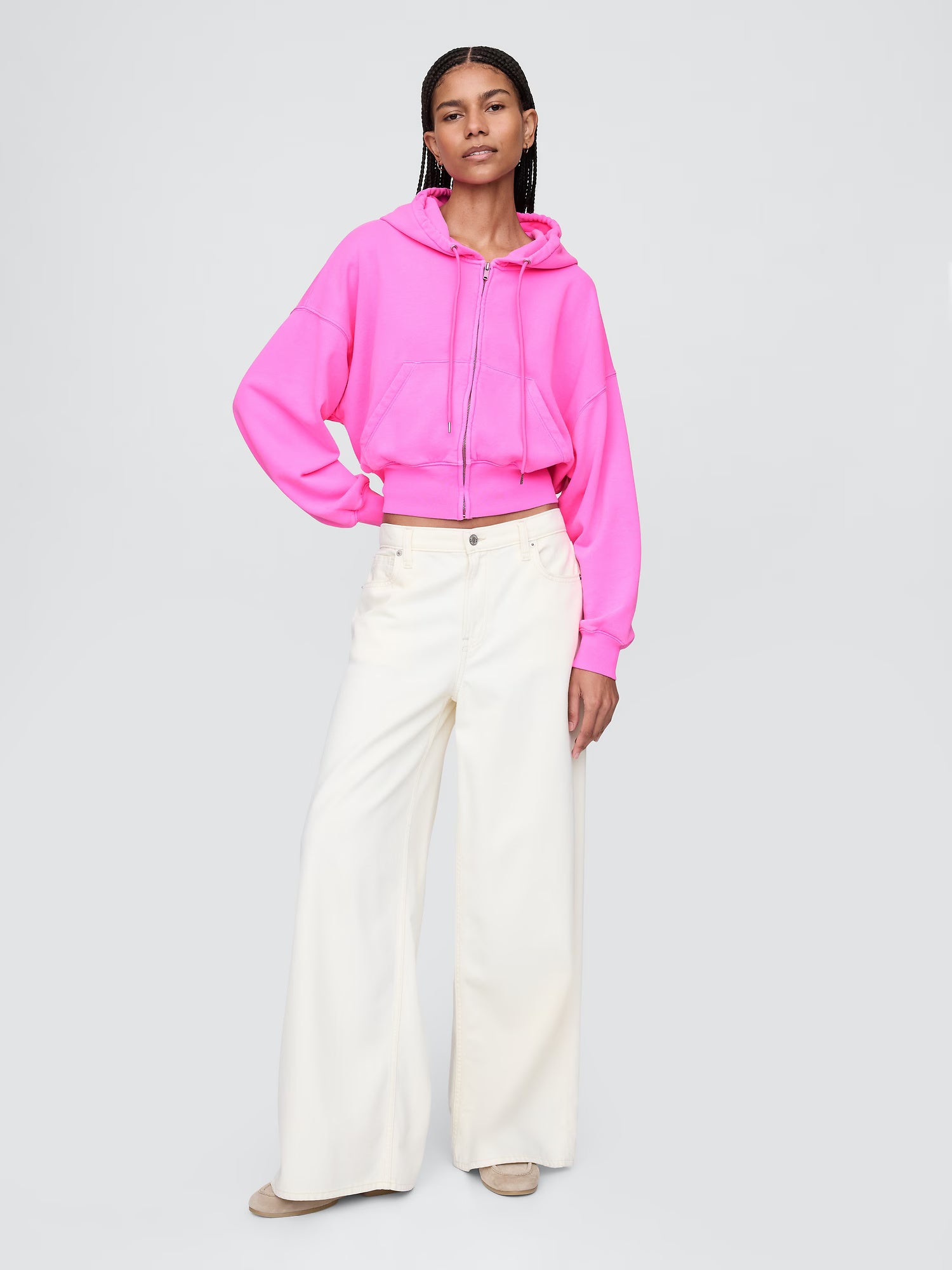 Full-zip wedge hoodie