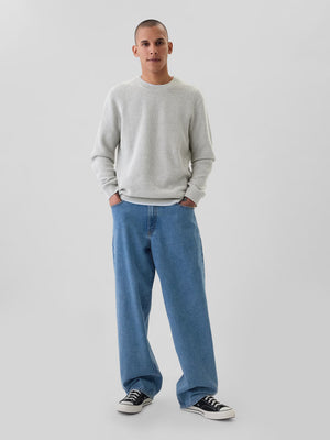 Gray denim merino wool pullover