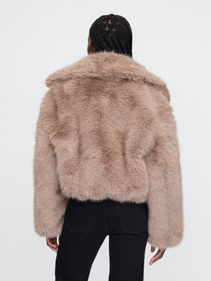 Leather faux fur coat