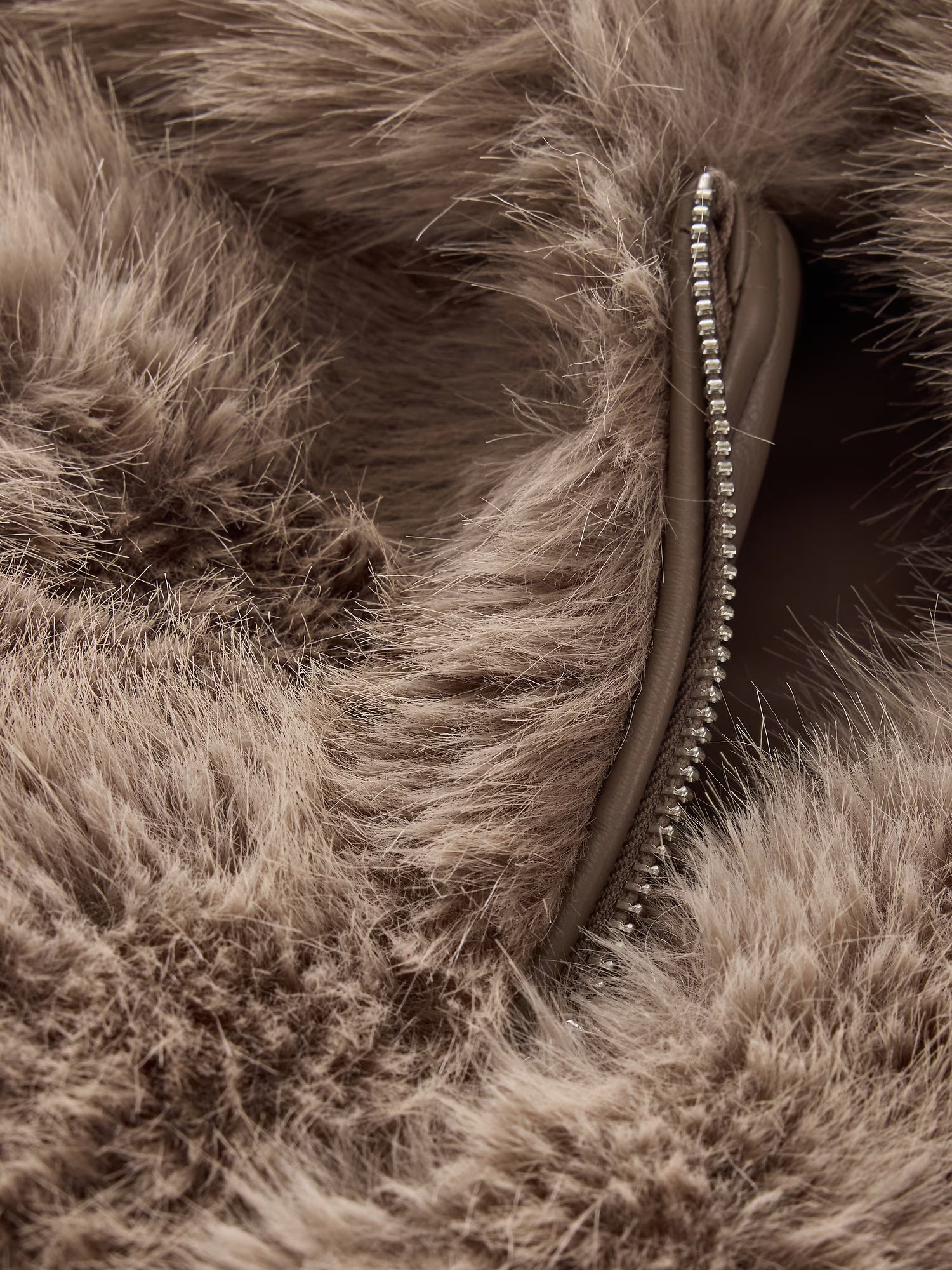 Leather faux fur coat