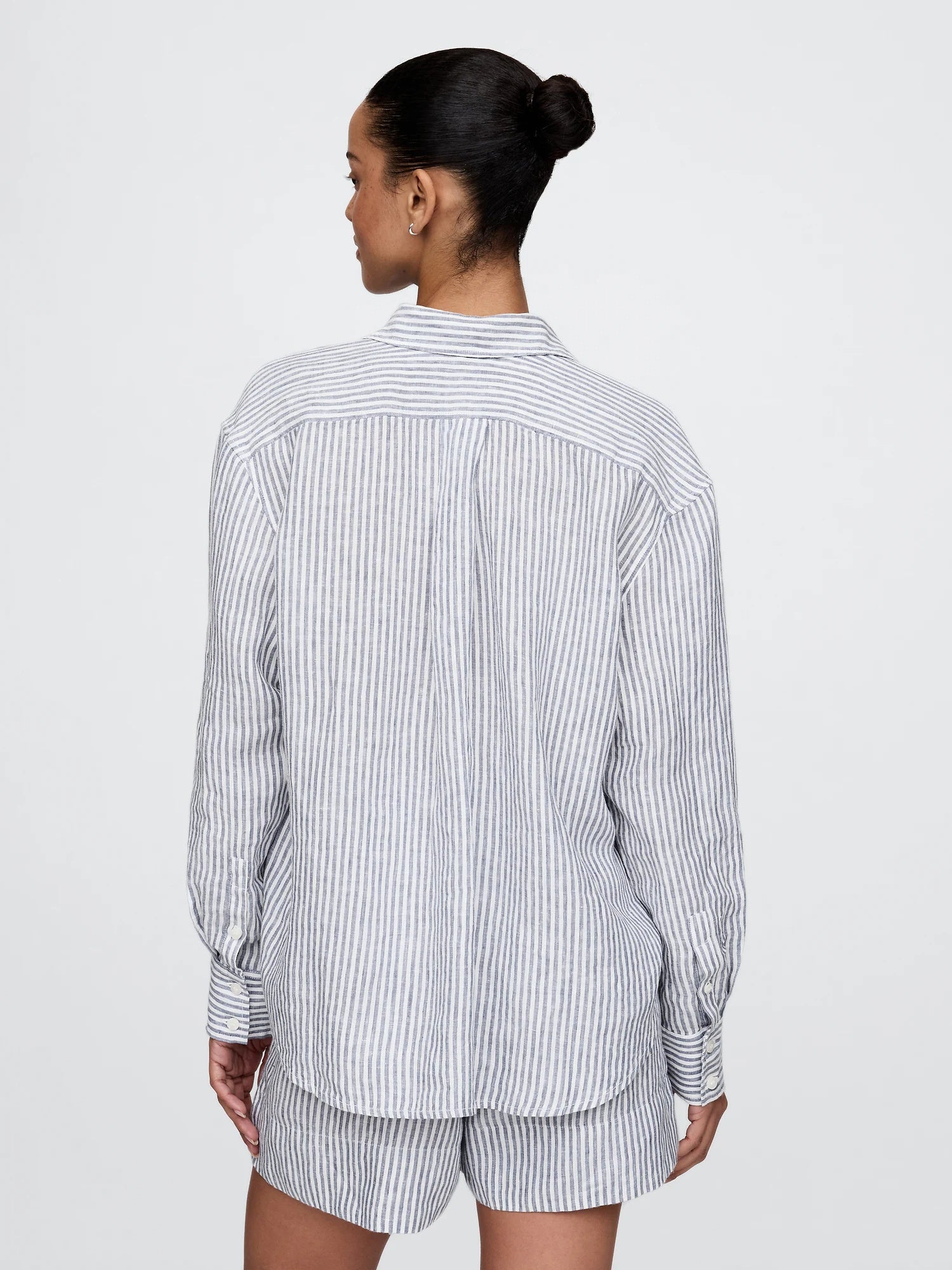 Leather oversized linen shirt