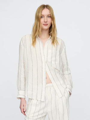 Leather oversized linen shirt